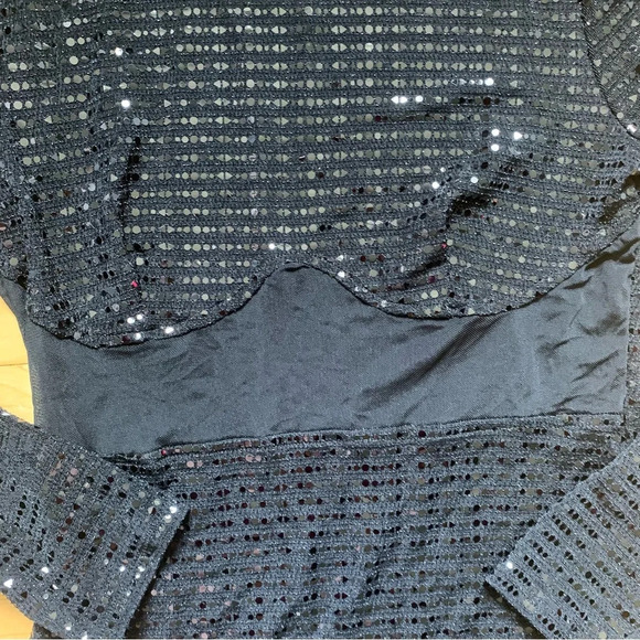 Fashion Nova Mini Dress Black Sequin Long Sleeves Women Size Large New With Tag - Picture 4 of 5